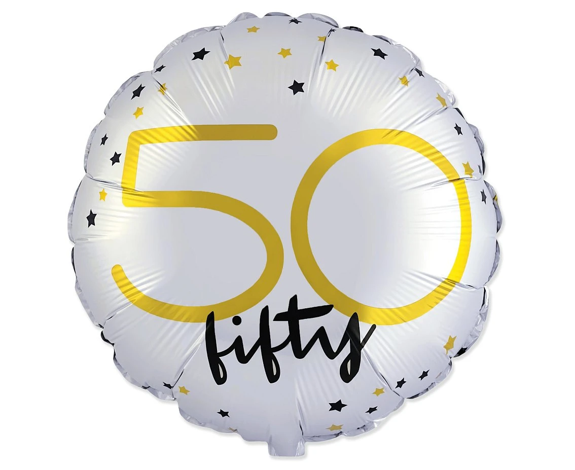 Foil balloon 18" FX - Happy Birthday 50 (round), packed